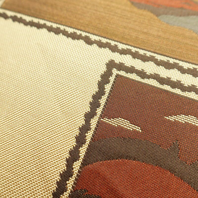 袋帯 六通柄 古今絵巻 紹巴帯 一般用 正絹 風景柄 帯 ベージュ_画像5