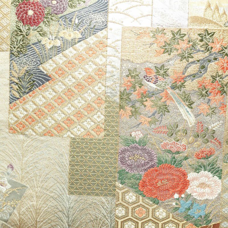 袋帯 六通柄 フォーマル用 正絹 古典柄 箔 金糸 銀糸 帯 多色使い_画像2