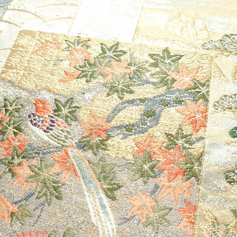 袋帯 六通柄 フォーマル用 正絹 古典柄 箔 金糸 銀糸 帯 多色使い_画像3