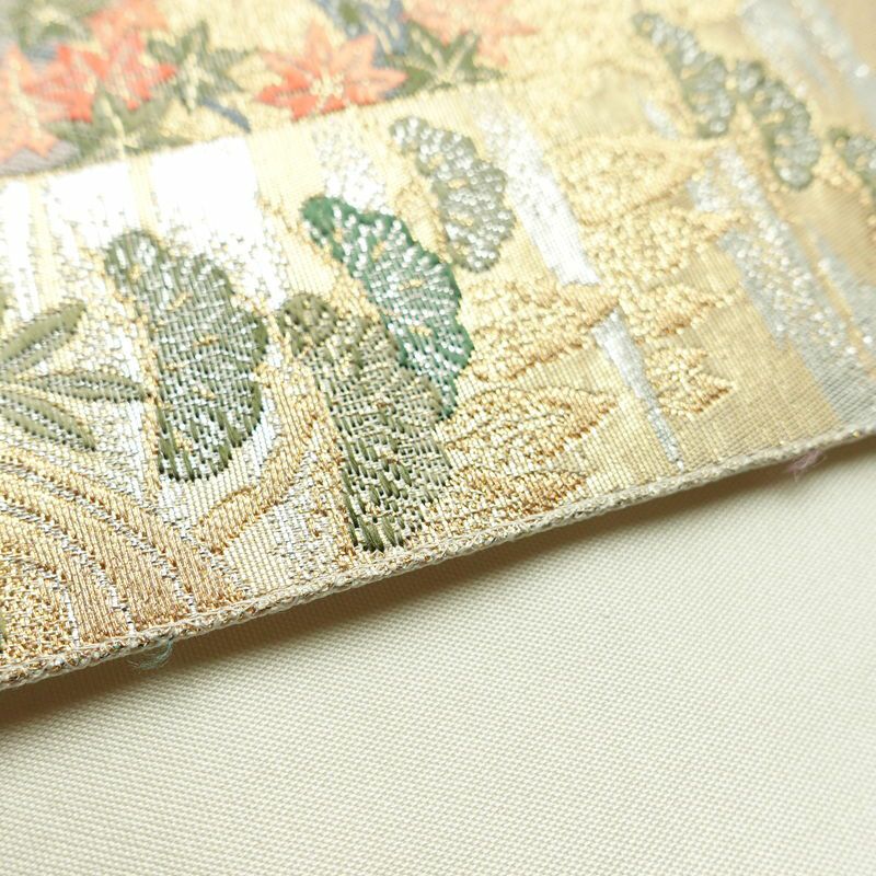 袋帯 六通柄 フォーマル用 正絹 古典柄 箔 金糸 銀糸 帯 多色使い_画像12