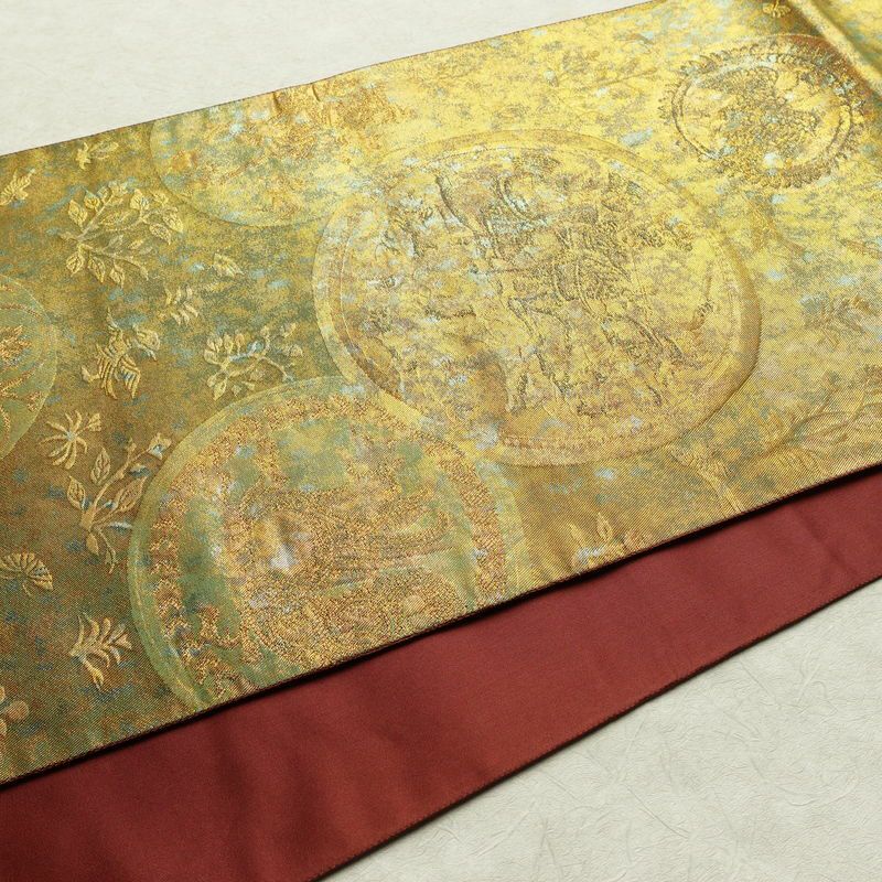 袋帯 六通柄 フォーマル用 正絹 幾何学柄・抽象柄 箔 帯 金・銀_画像11