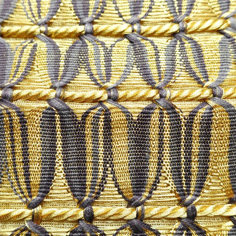 袋帯 特選工芸組み織袋帯 ひなや 太鼓柄 良品 フォーマル用 正絹 縞柄・線柄 金糸 帯 紫・藤色_画像4