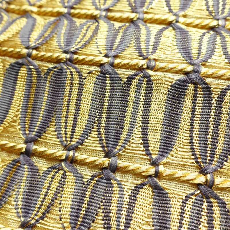 袋帯 特選工芸組み織袋帯 ひなや 太鼓柄 良品 フォーマル用 正絹 縞柄・線柄 金糸 帯 紫・藤色_画像5