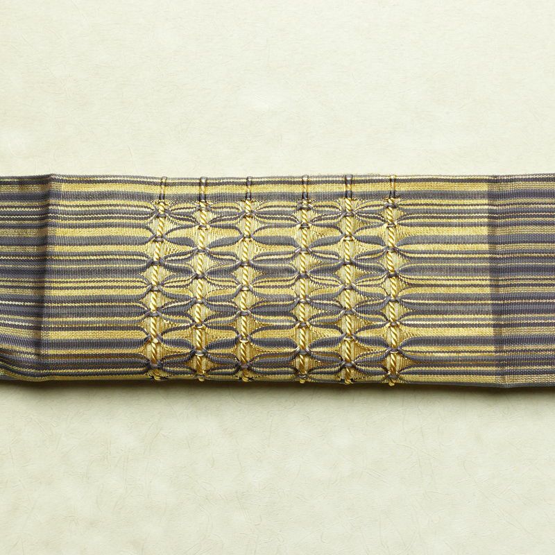 袋帯 特選工芸組み織袋帯 ひなや 太鼓柄 良品 フォーマル用 正絹 縞柄・線柄 金糸 帯 紫・藤色_画像15