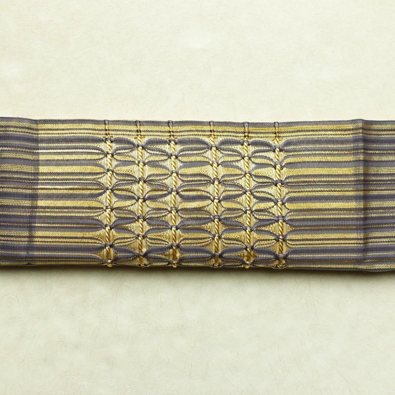 袋帯 特選工芸組み織袋帯 ひなや 太鼓柄 良品 フォーマル用 正絹 縞柄・線柄 金糸 帯 紫・藤色_画像16