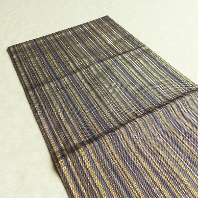袋帯 特選工芸組み織袋帯 ひなや 太鼓柄 良品 フォーマル用 正絹 縞柄・線柄 金糸 帯 紫・藤色_画像18
