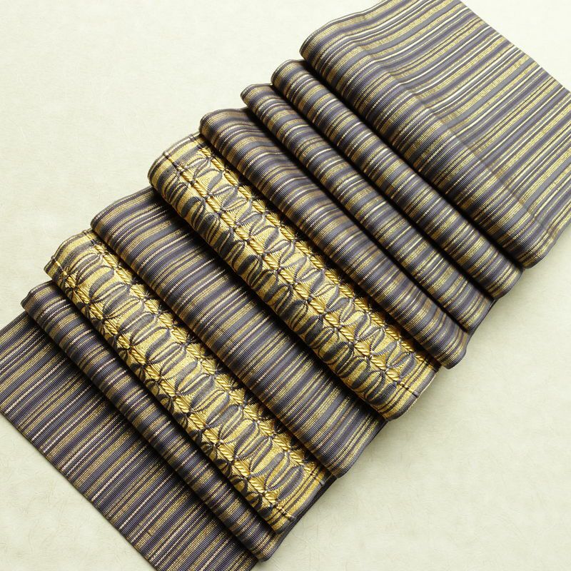 袋帯 特選工芸組み織袋帯 ひなや 太鼓柄 良品 フォーマル用 正絹 縞柄・線柄 金糸 帯 紫・藤色_画像19