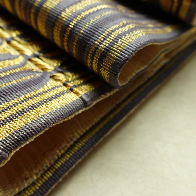 袋帯 特選工芸組み織袋帯 ひなや 太鼓柄 良品 フォーマル用 正絹 縞柄・線柄 金糸 帯 紫・藤色_画像21