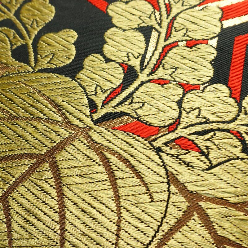 袋帯 未仕立て 六通柄 フォーマル用 正絹 亀甲 古典柄 帯 黒_画像3