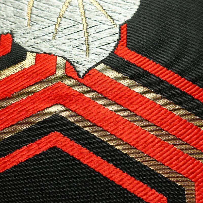 袋帯 未仕立て 六通柄 フォーマル用 正絹 亀甲 古典柄 帯 黒_画像4