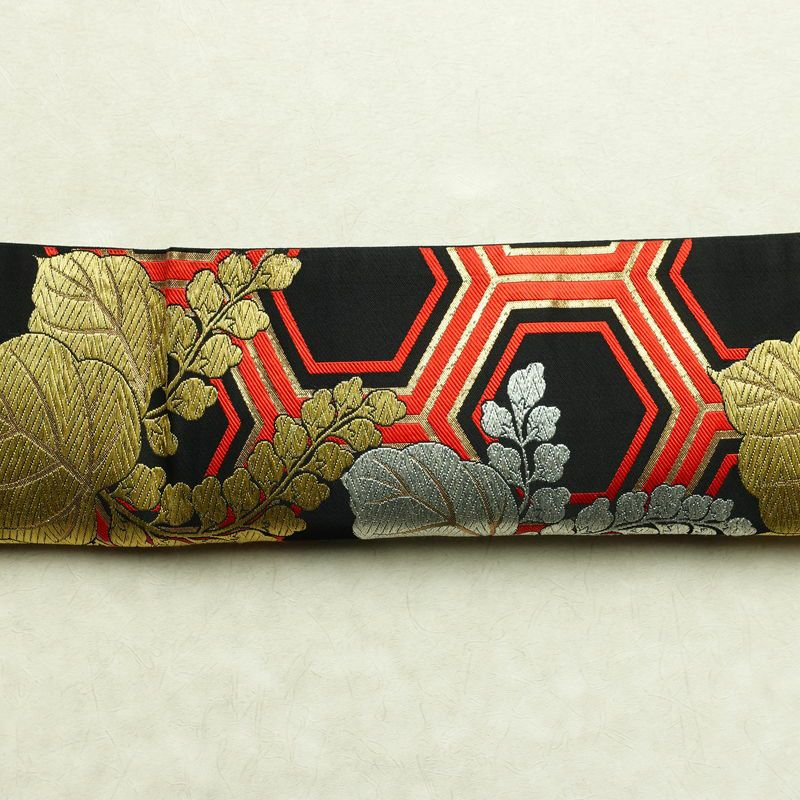袋帯 未仕立て 六通柄 フォーマル用 正絹 亀甲 古典柄 帯 黒_画像14