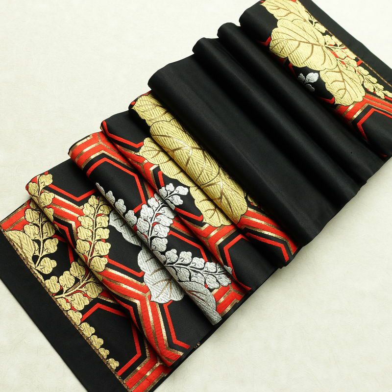 袋帯 未仕立て 六通柄 フォーマル用 正絹 亀甲 古典柄 帯 黒_画像20