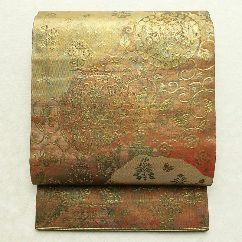 袋帯 六通柄 フォーマル用 正絹 幾何学柄・抽象柄 箔 帯 金・銀_画像1