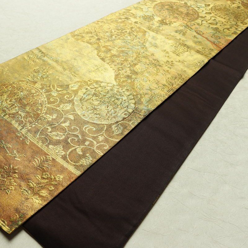 袋帯 六通柄 フォーマル用 正絹 幾何学柄・抽象柄 箔 帯 金・銀_画像9