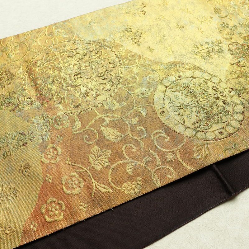 袋帯 六通柄 フォーマル用 正絹 幾何学柄・抽象柄 箔 帯 金・銀_画像12