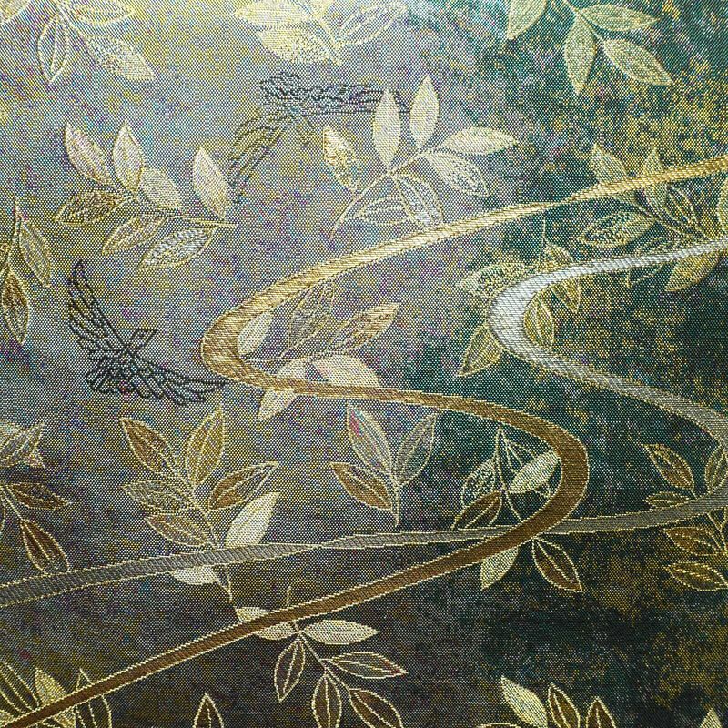 袋帯 六通柄 美品 フォーマル用 正絹 木の葉・植物柄 箔 金糸 銀糸 帯 多色使い_画像2