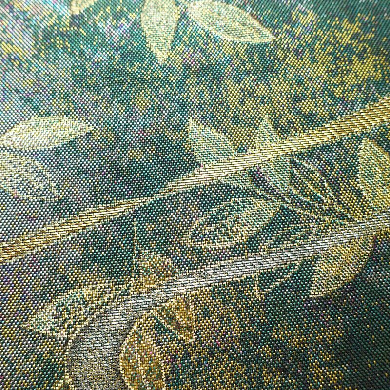 袋帯 六通柄 美品 フォーマル用 正絹 木の葉・植物柄 箔 金糸 銀糸 帯 多色使い_画像4
