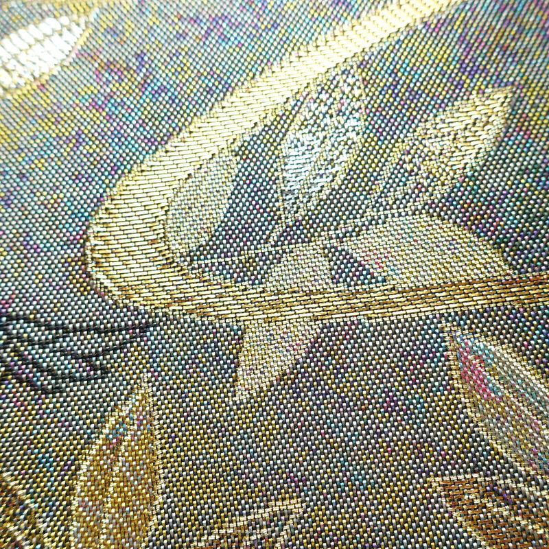 袋帯 六通柄 美品 フォーマル用 正絹 木の葉・植物柄 箔 金糸 銀糸 帯 多色使い_画像6
