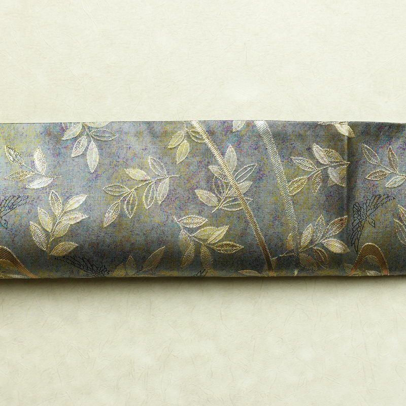 袋帯 六通柄 美品 フォーマル用 正絹 木の葉・植物柄 箔 金糸 銀糸 帯 多色使い_画像14