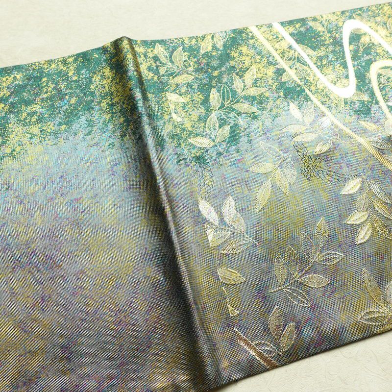 袋帯 六通柄 美品 フォーマル用 正絹 木の葉・植物柄 箔 金糸 銀糸 帯 多色使い_画像16