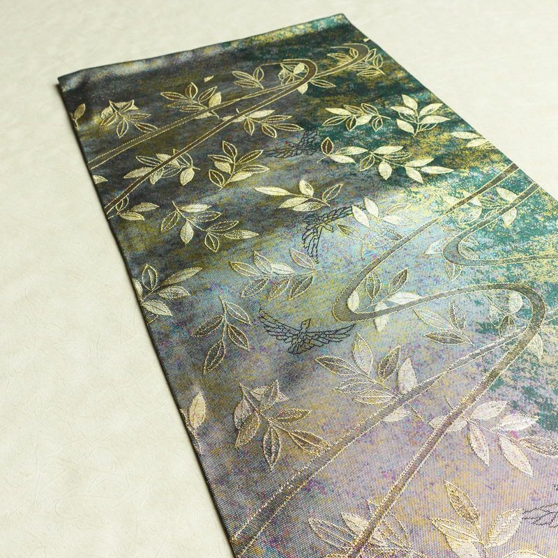 袋帯 六通柄 美品 フォーマル用 正絹 木の葉・植物柄 箔 金糸 銀糸 帯 多色使い_画像17