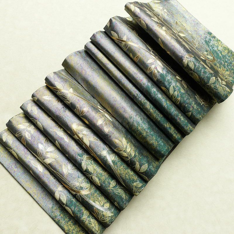 袋帯 六通柄 美品 フォーマル用 正絹 木の葉・植物柄 箔 金糸 銀糸 帯 多色使い_画像18