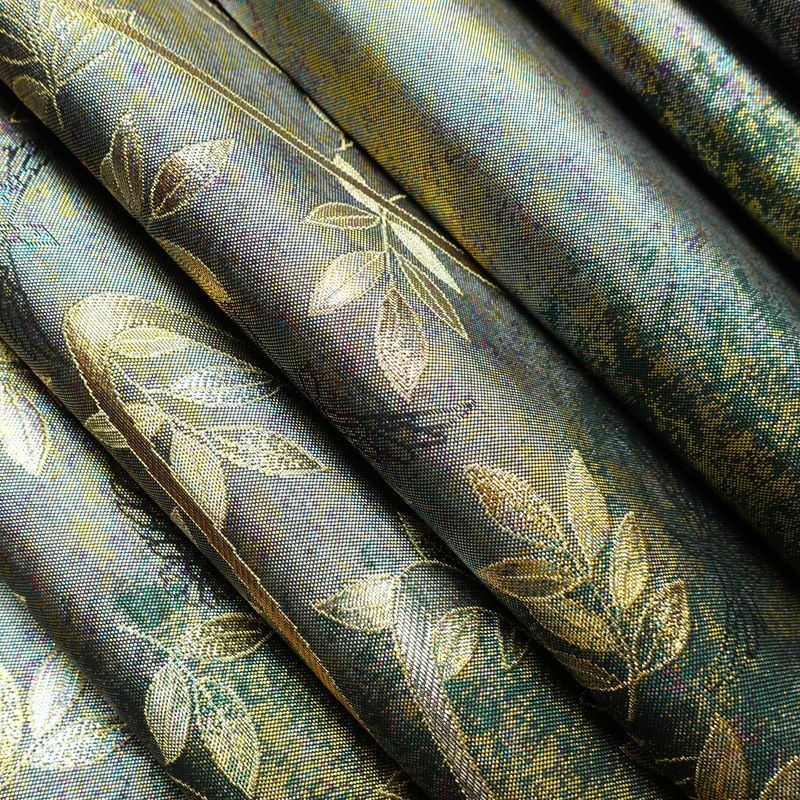袋帯 六通柄 美品 フォーマル用 正絹 木の葉・植物柄 箔 金糸 銀糸 帯 多色使い_画像19