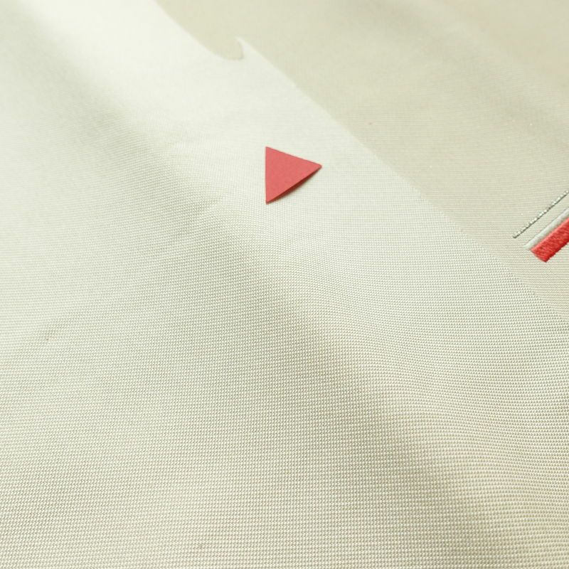 名古屋帯 太鼓柄 正絹 幾何学柄・抽象柄 名古屋仕立て 銀糸 帯 白_画像10