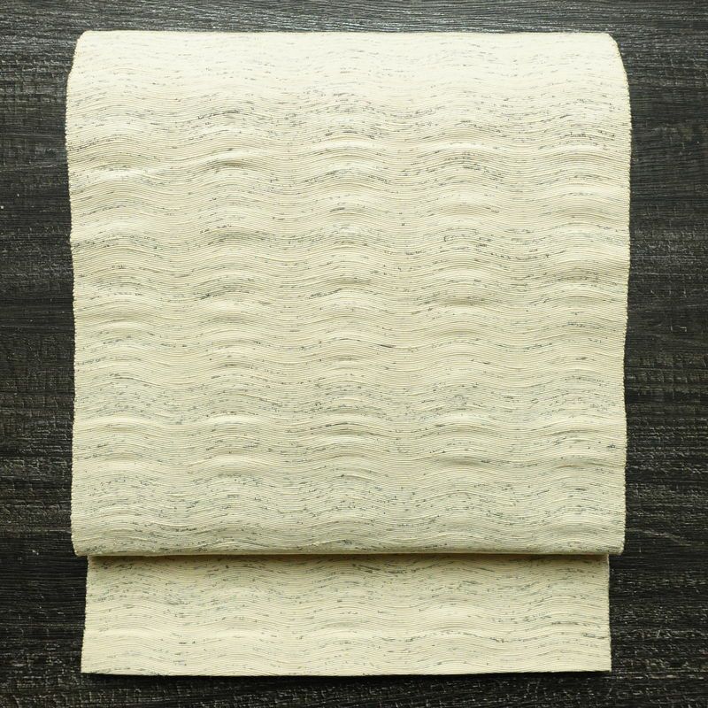 名古屋帯 全通柄 正絹 その他の柄 通し仕立て 帯 クリーム_画像1