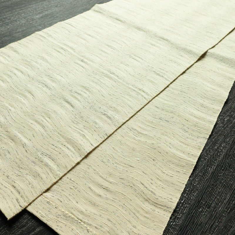 名古屋帯 全通柄 正絹 その他の柄 通し仕立て 帯 クリーム_画像8