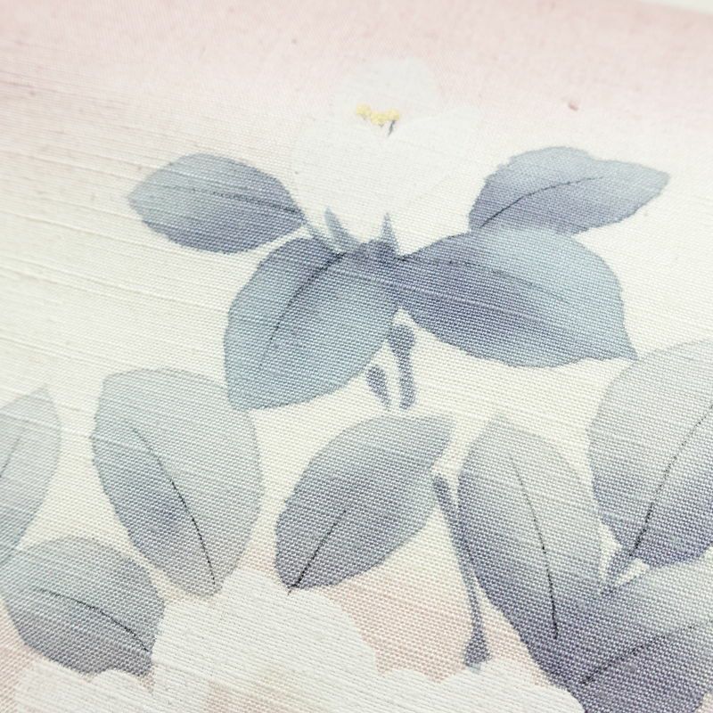 名古屋帯 太鼓柄 良品 手描き 佳志 落款入り 正絹 花柄 名古屋仕立て 箔 帯 ピンク_画像5