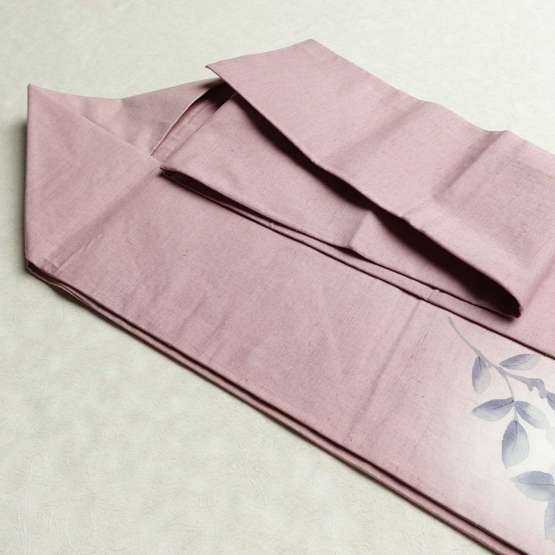 名古屋帯 太鼓柄 良品 手描き 佳志 落款入り 正絹 花柄 名古屋仕立て 箔 帯 ピンク_画像21