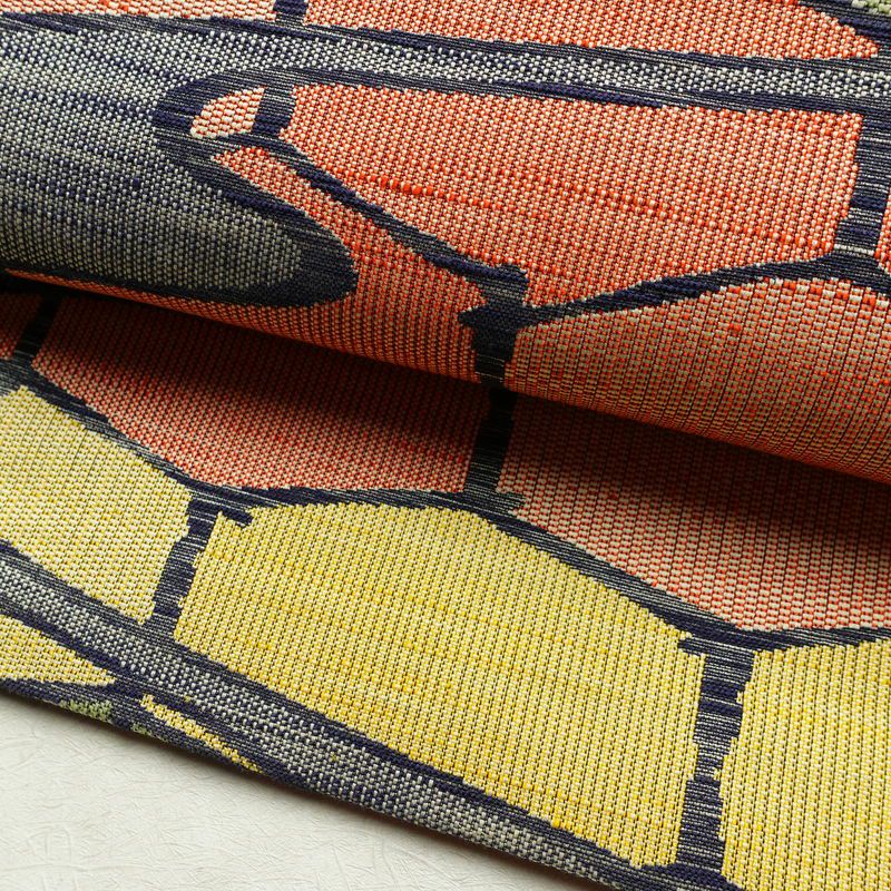 名古屋帯 全通柄 正絹 古典柄 通し仕立て 帯 多色使い_画像6