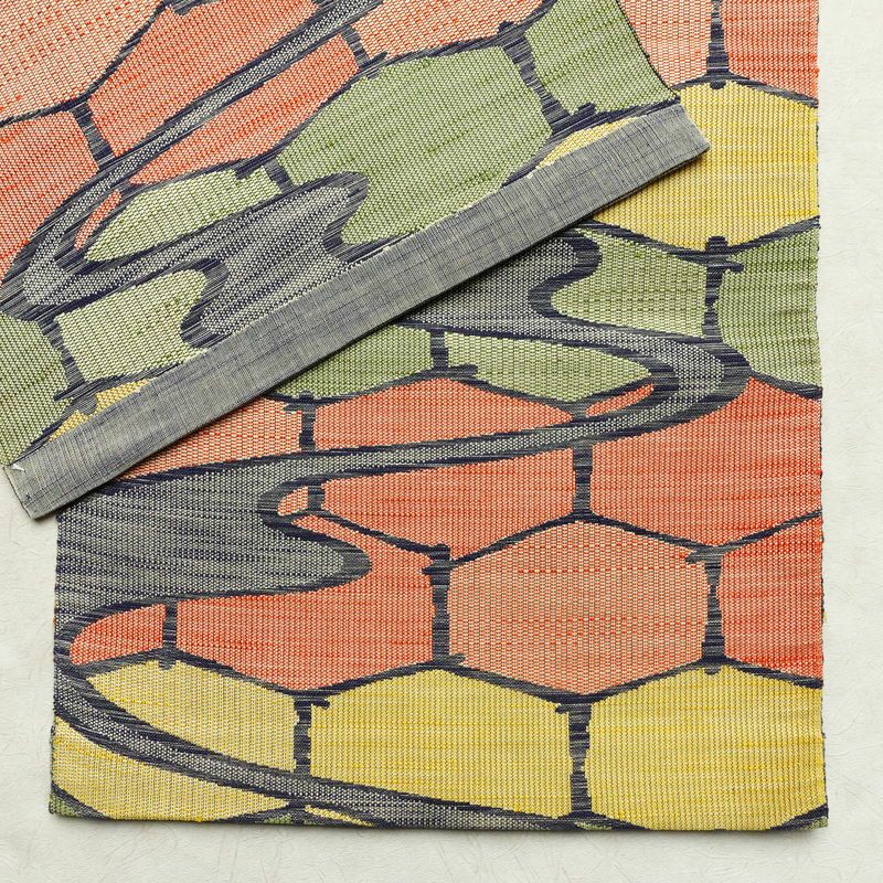 名古屋帯 全通柄 正絹 古典柄 通し仕立て 帯 多色使い_画像10