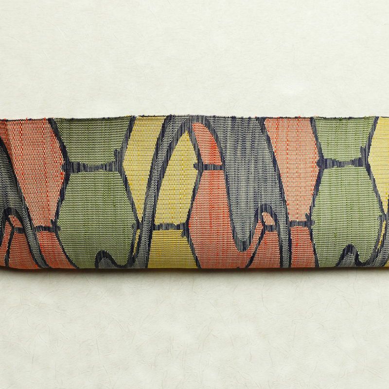 名古屋帯 全通柄 正絹 古典柄 通し仕立て 帯 多色使い_画像11