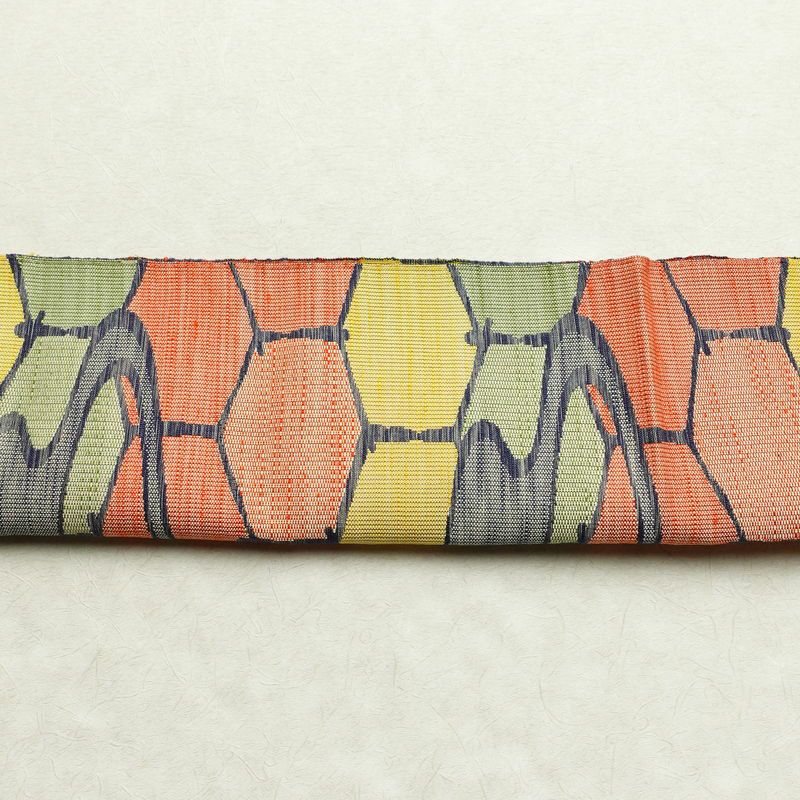 名古屋帯 全通柄 正絹 古典柄 通し仕立て 帯 多色使い_画像12