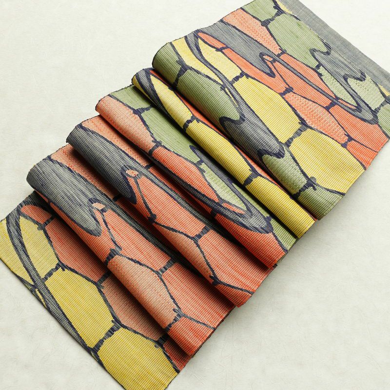 名古屋帯 全通柄 正絹 古典柄 通し仕立て 帯 多色使い_画像14