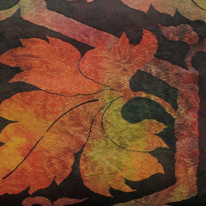 名古屋帯 太鼓柄 正絹 木の葉・植物柄 名古屋仕立て 帯 緑・うぐいす色_画像2