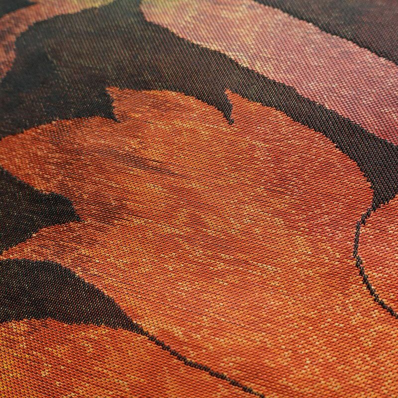 名古屋帯 太鼓柄 正絹 木の葉・植物柄 名古屋仕立て 帯 緑・うぐいす色_画像6