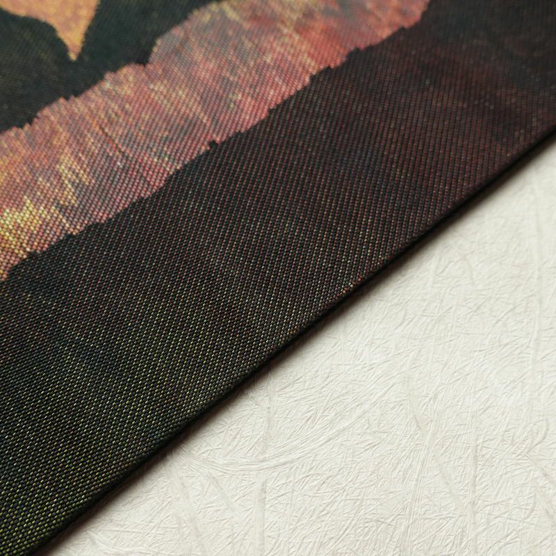 名古屋帯 太鼓柄 正絹 木の葉・植物柄 名古屋仕立て 帯 緑・うぐいす色_画像12