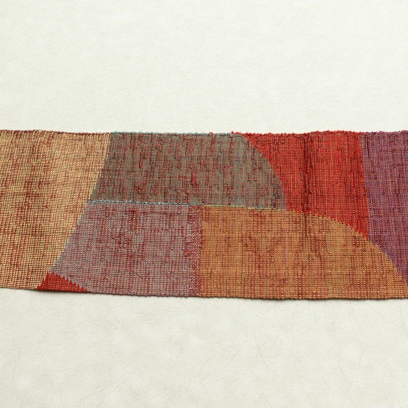 名古屋帯 六通柄 良品 正絹 幾何学柄・抽象柄 名古屋仕立て 帯 多色使い_画像13