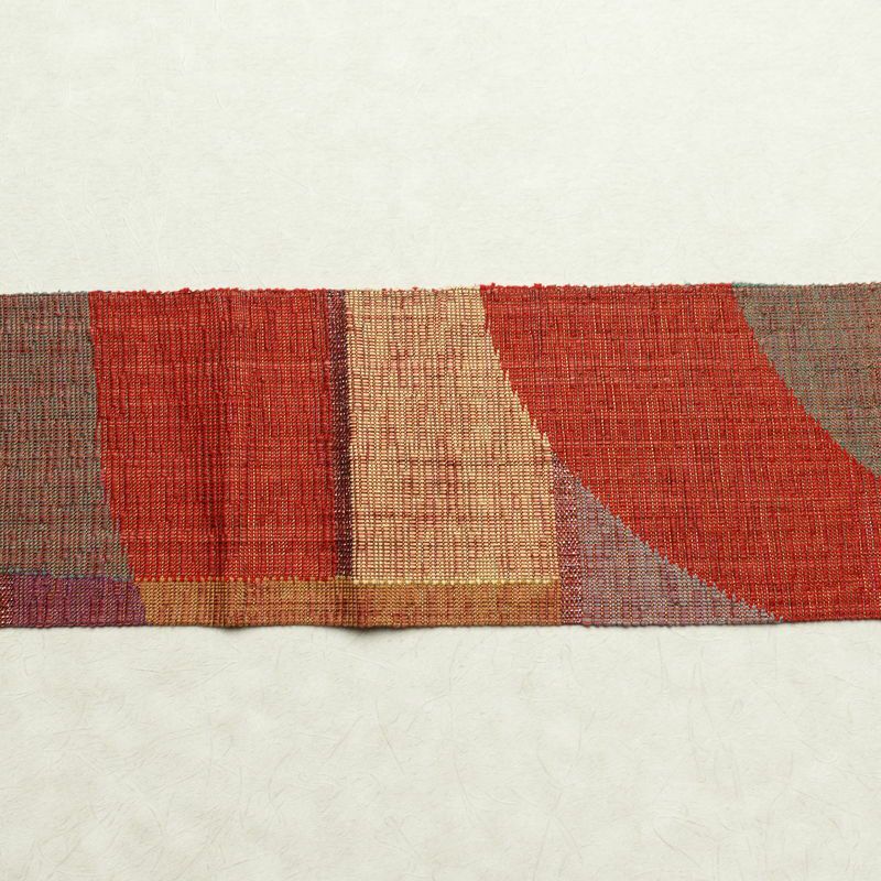 名古屋帯 六通柄 良品 正絹 幾何学柄・抽象柄 名古屋仕立て 帯 多色使い_画像14