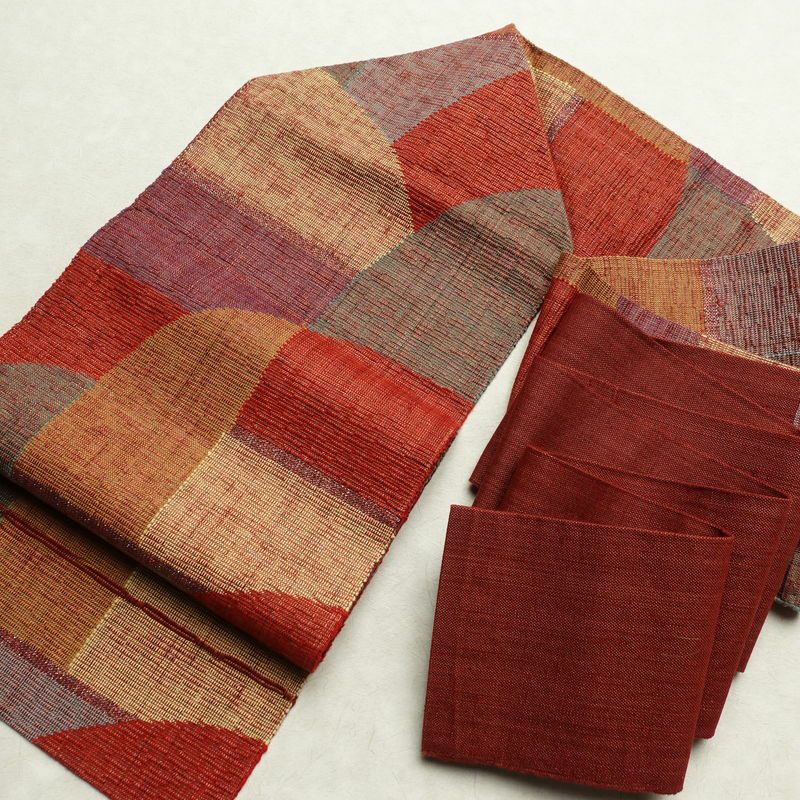 名古屋帯 六通柄 良品 正絹 幾何学柄・抽象柄 名古屋仕立て 帯 多色使い_画像17