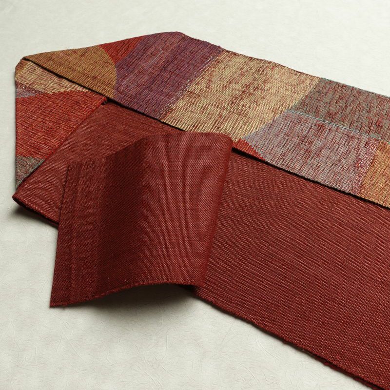 名古屋帯 六通柄 良品 正絹 幾何学柄・抽象柄 名古屋仕立て 帯 多色使い_画像21