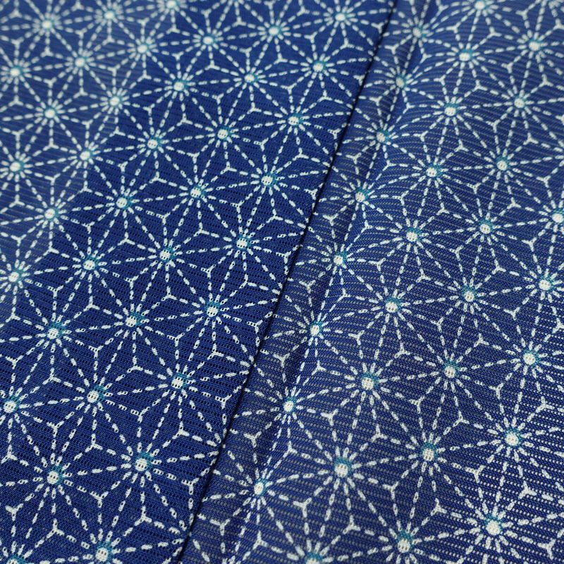 盛夏 小紋 絽 良品 夏用 ポリエステル 麻の葉柄 単衣仕立て 身丈155.5cm 裄丈64.5cm 着物 青・紺_画像9
