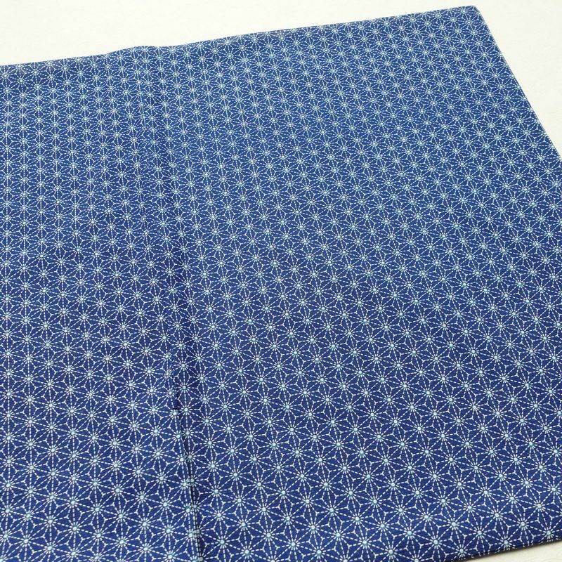 盛夏 小紋 絽 良品 夏用 ポリエステル 麻の葉柄 単衣仕立て 身丈155.5cm 裄丈64.5cm 着物 青・紺_画像13