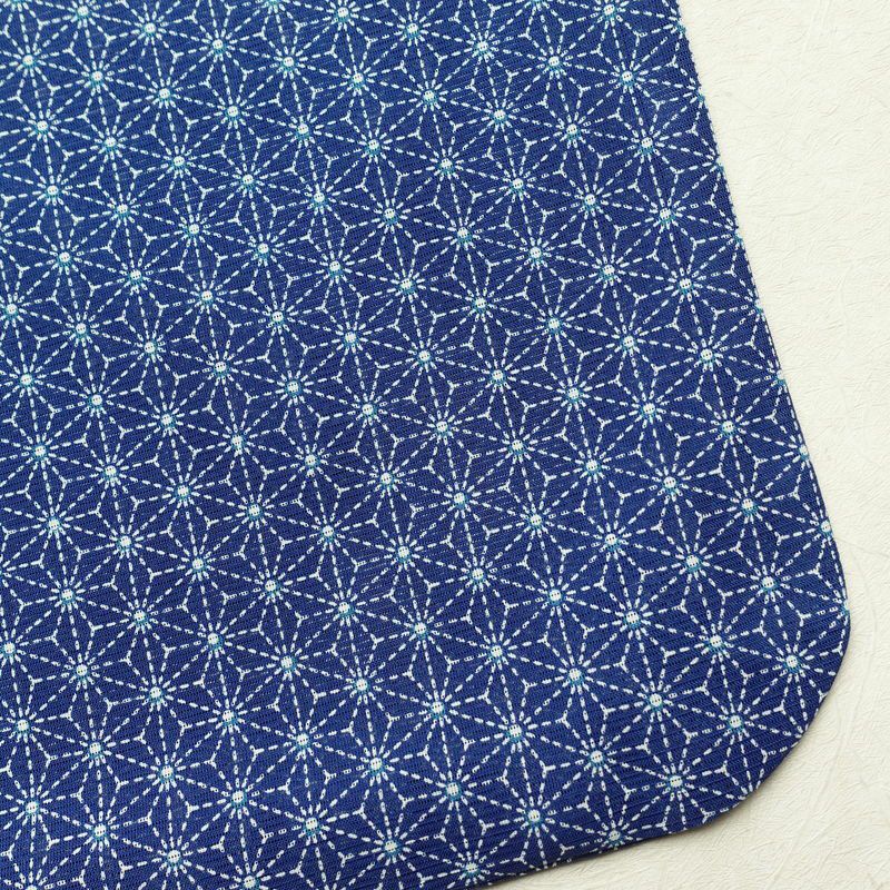 盛夏 小紋 絽 良品 夏用 ポリエステル 麻の葉柄 単衣仕立て 身丈155.5cm 裄丈64.5cm 着物 青・紺_画像15