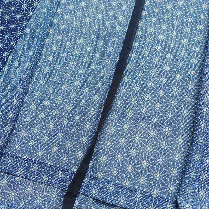 盛夏 小紋 絽 良品 夏用 ポリエステル 麻の葉柄 単衣仕立て 身丈155.5cm 裄丈64.5cm 着物 青・紺_画像18