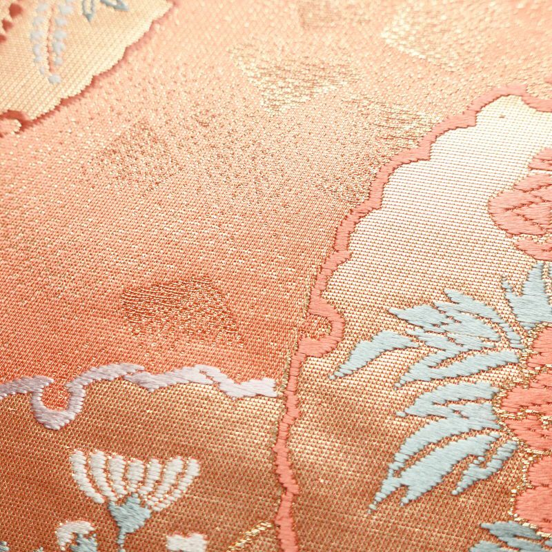 名古屋帯 六通柄 美品 正絹 古典柄 名古屋仕立て 帯 サーモンピンク ピンク_画像5