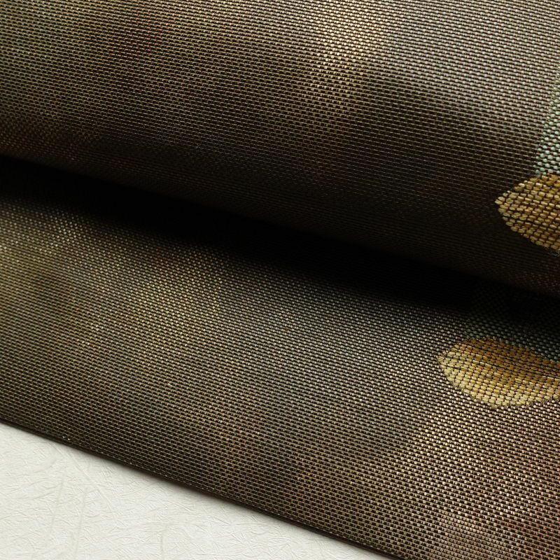 名古屋帯 六通柄 正絹 名古屋仕立て 箔 カーキ 帯 緑・うぐいす色 古典柄_画像7